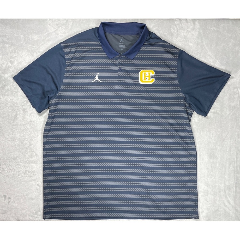 Jordan Dri-FIT Campbell Hall Mens 3XL Blue Polo Shirt Basketball Athletic School